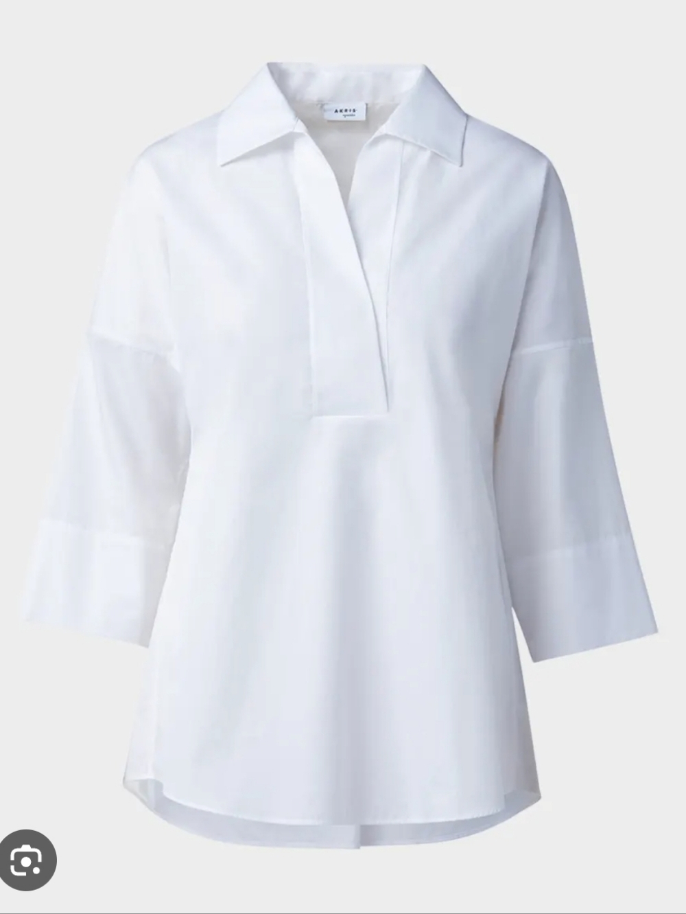 Akris punto Kimono-Sleeve Split-Neck Blouse
